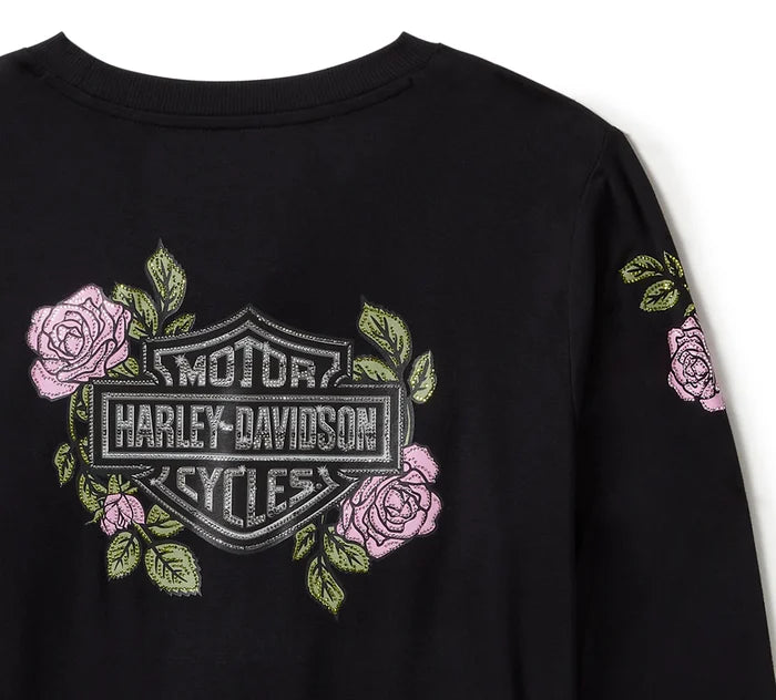 Harley-Davidson Women's Rose & Thorn Bling Long Sleeve Top
