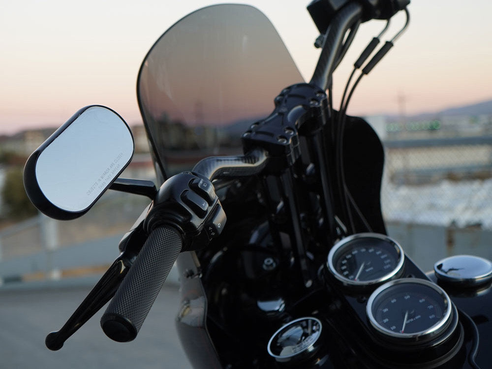 Arlen Ness Forged Oval Mirror Black for Left Side
