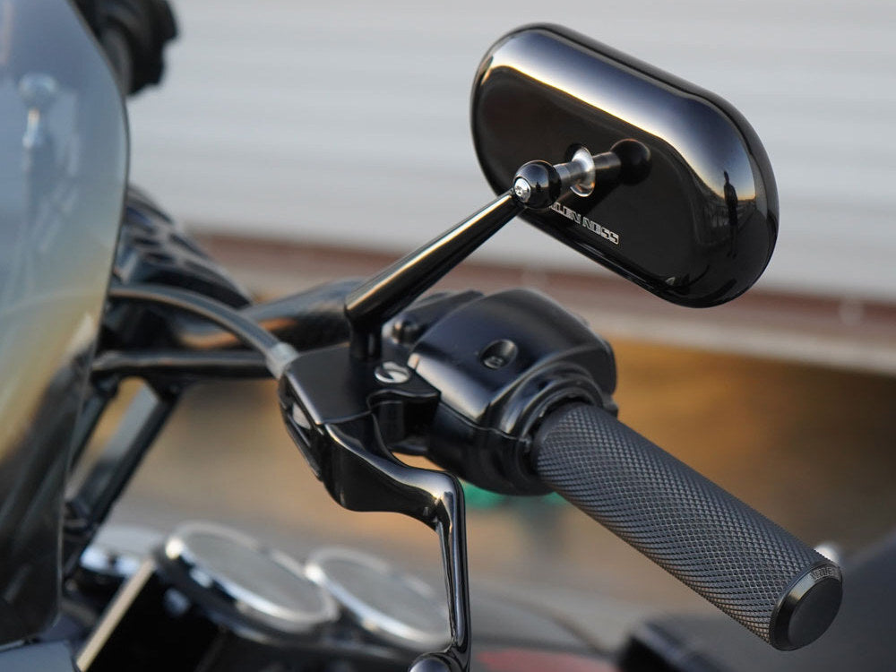 Arlen Ness Forged Oval Mirror Black for Right Side