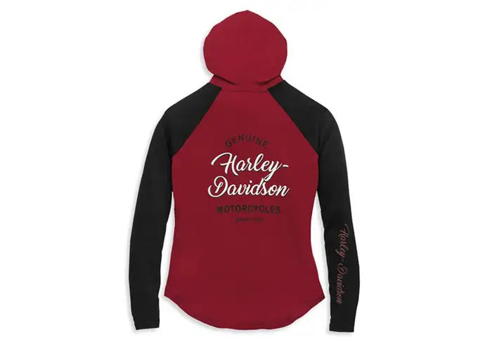 Harley-Davidson Women's Silver Wing Hooded Baseball Hem Knit Top
