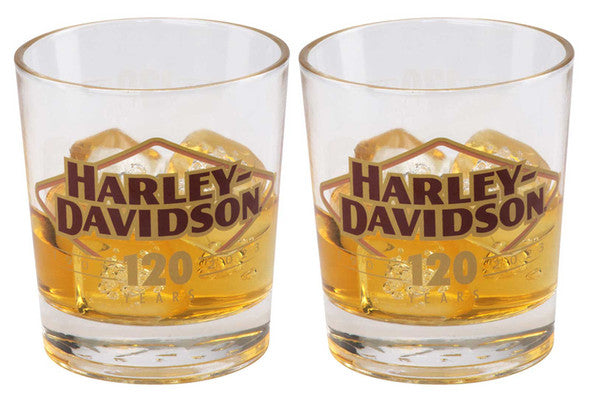 Harley-Davidson 120th Anniversary Double Old Fashion Glass Set