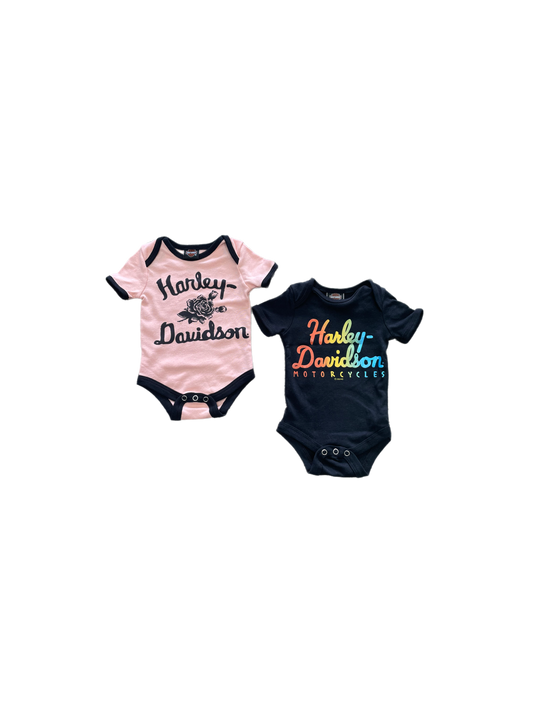 Kids 2-Pack Colorblocked Rib Creeper Set - Pink/Black