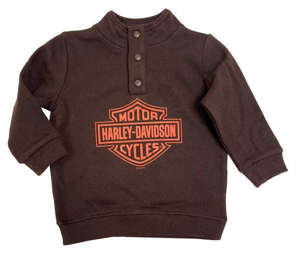 Harley-Davidson Baby Boys' Bar & Shield Snap Placket Fleece Pullover Sweatshirt