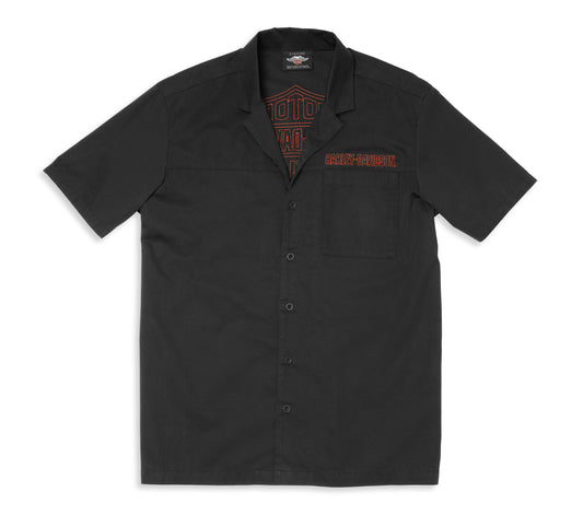 Men's Embroidered Graphic Solid Mechanics Shirt