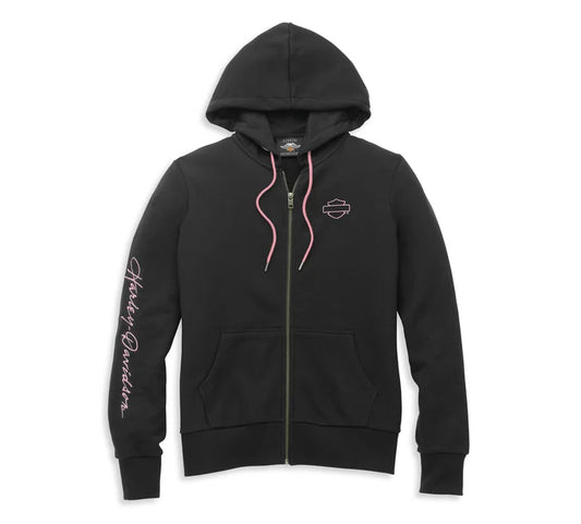 Women's Script Font Zip Front Hoodie