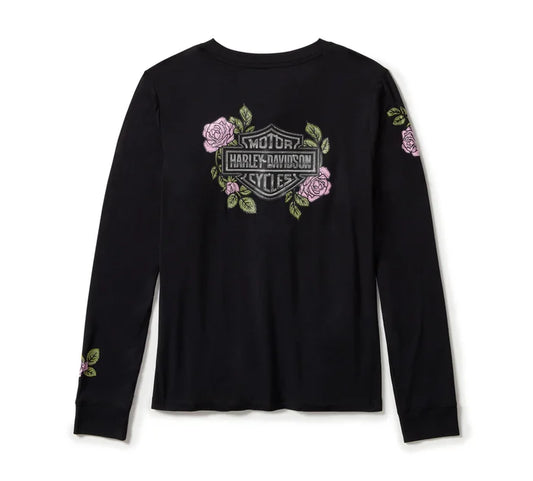 Harley-Davidson Women's Rose & Thorn Bling Long Sleeve Top