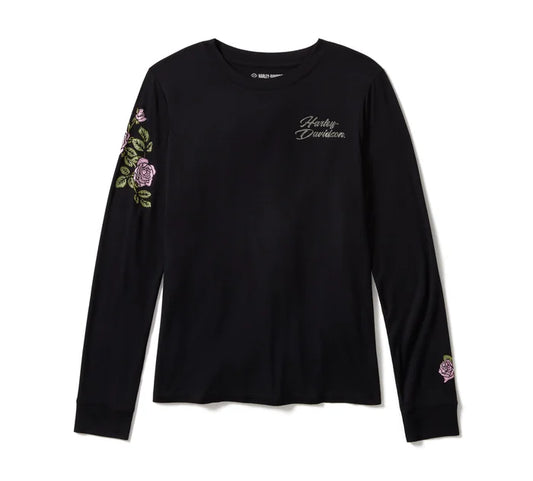 Harley-Davidson Women's Rose & Thorn Bling Long Sleeve Top
