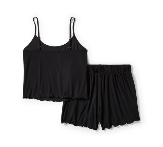 Harley-Davidson Women's Lettuce Trim Pajama Short Set - Harley Black