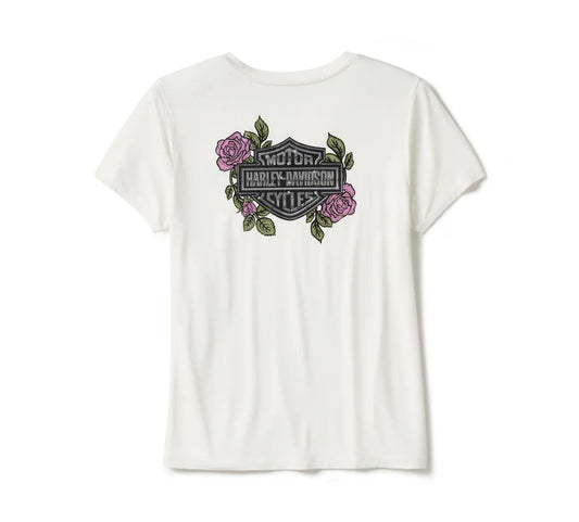 Harley-Davidson Women's Rose & Thorn Bling V Neck Tee