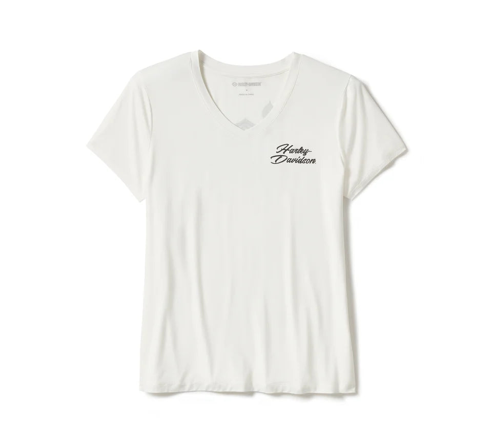 Harley-Davidson Women's Rose & Thorn Bling V Neck Tee