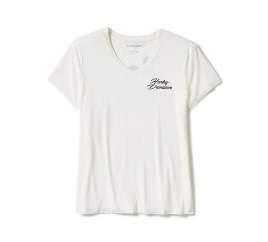 Harley-Davidson Women's Rose & Thorn Bling V Neck Tee
