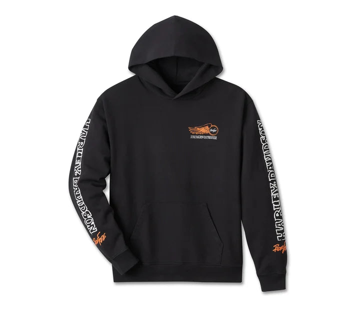 Willie G Winged Wheel Pullover Hoodie - True Black