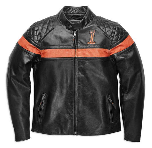 Harley-Davidson Men's Victory Sweep Vintage Leather Jacket - SIZE M
