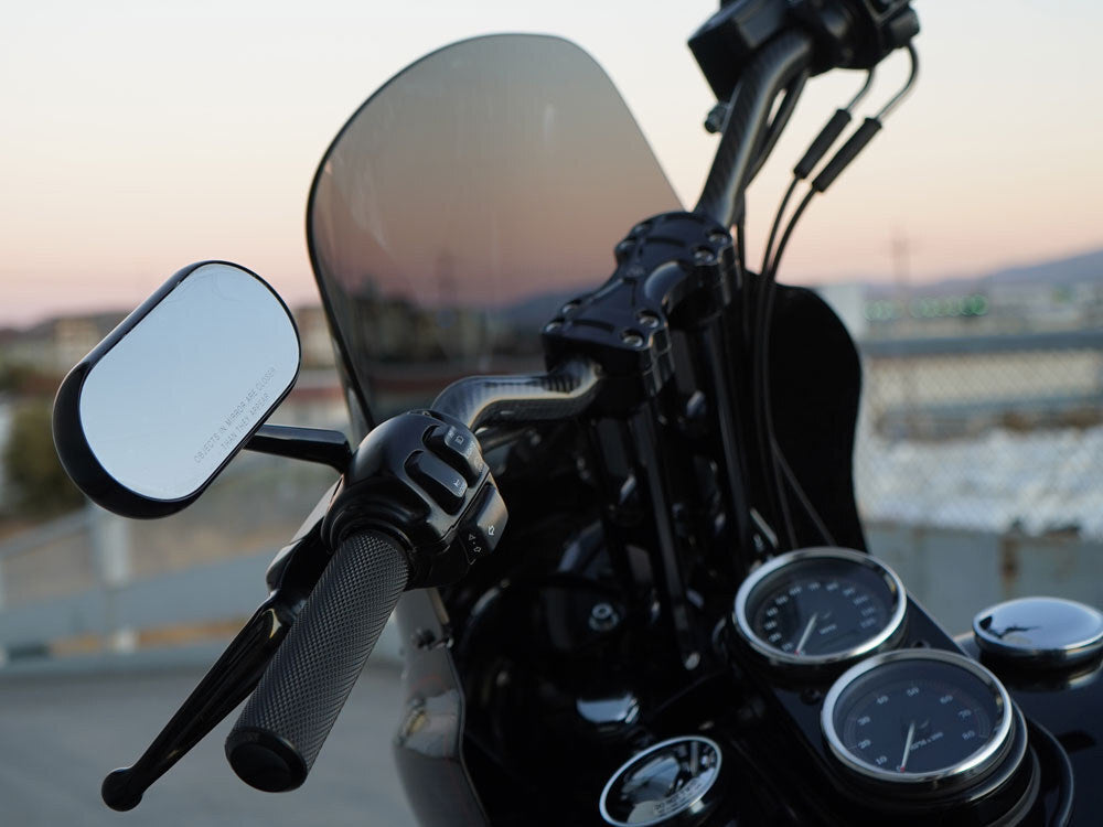 Arlen Ness Forged Oval Mirror Black for Right Side