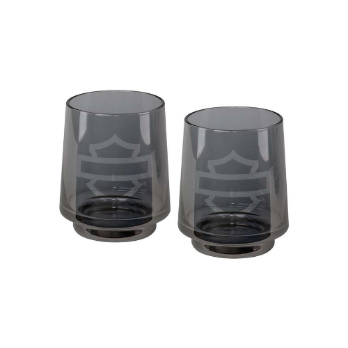 Harley-Davidson Open B&S Smoke Grey Rocks Glass Set