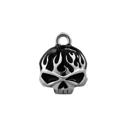 Harley-Davidson Black Flames Skull Silver Ride Bell