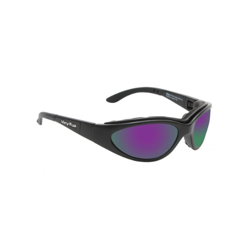 Ugly Fish Slim Motorcycle Sunglasses - Matt Black Frame/Purple Revo Lens