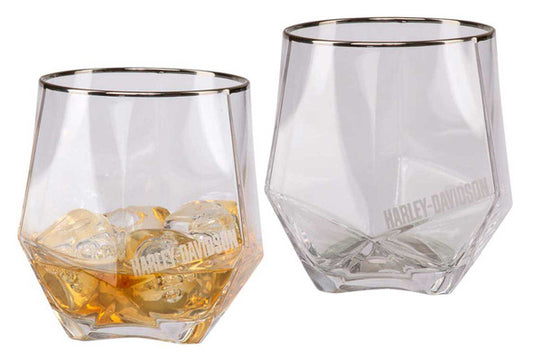 Harley-Davidson Geometric Double Old Fashioned Set