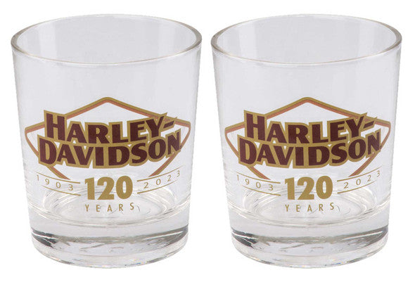 Harley-Davidson 120th Anniversary Double Old Fashion Glass Set
