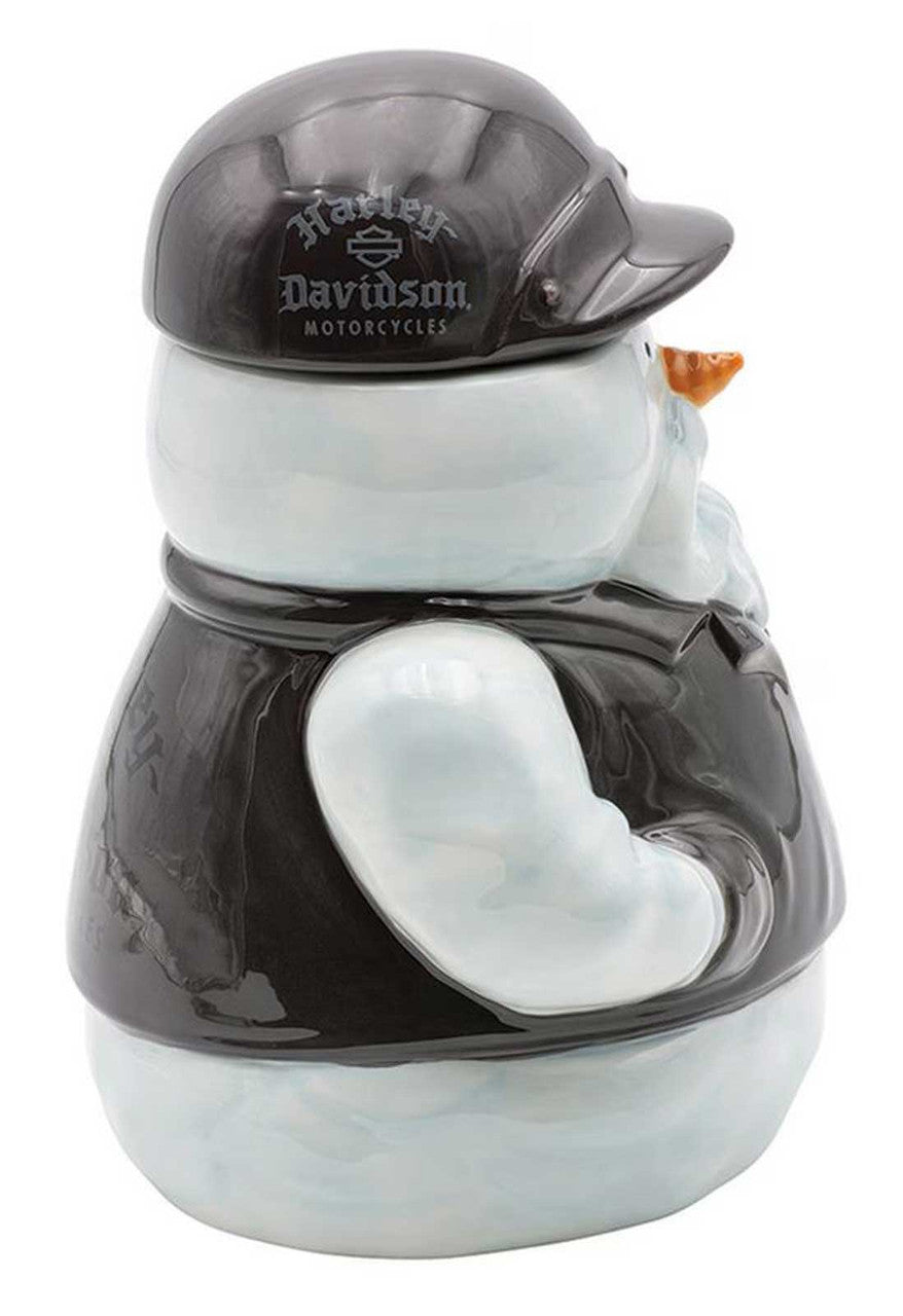 Harley-Davidson Sculpted Biker Snowman Holiday Ceramic Cookie Jar