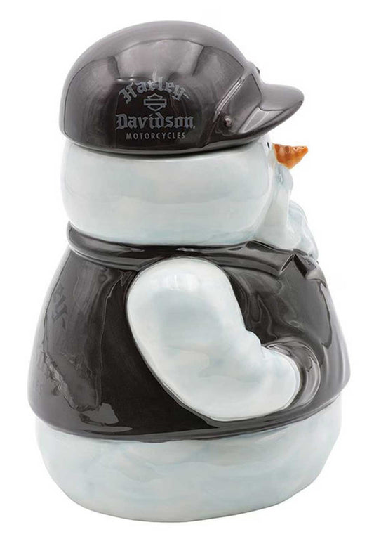 Harley-Davidson Sculpted Biker Snowman Holiday Ceramic Cookie Jar