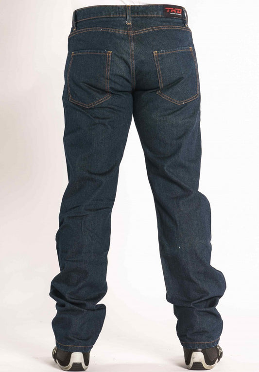 TKD Mens Blue Straight Leg Riding Jeans