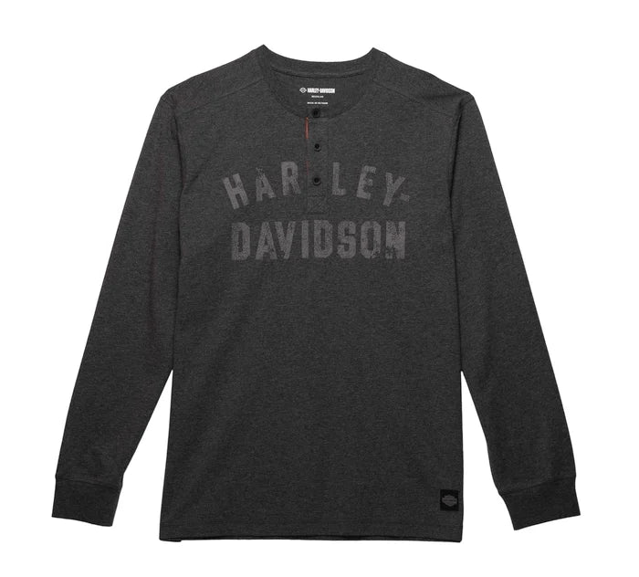 Harley Davidson Men's Staple Henley - Heather Charcoal