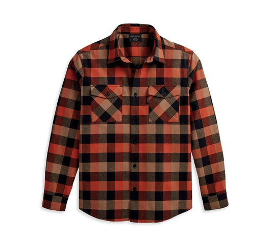 Men's Essence Shirt - Orange Plaid