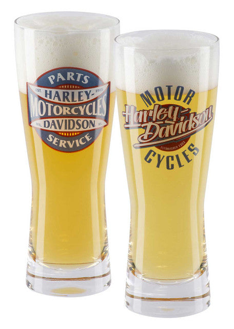 Harley-Davidson Parts & Service Graphic Set of Two Pilsner Glasses